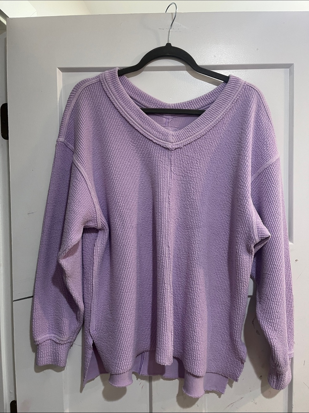 aerie Lilac V-Neck Waffle Knit Sweater